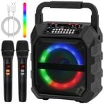 Advwin Karaoke Machine Portable Bluetooth Speaker Singing Machine for Home Party Outdoor Supports USB TF AUX FM REC