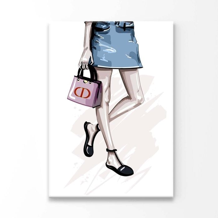 Stylish Pink Bag Fashion Art Print 100% Australian Made 90x120cm (Stretched Canvas)