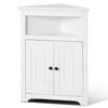 Vevor 81.28 Cm Corner Storage Cabinet White 3 Tiers With 2 Wooden Doors Adjustable Shelves Freestanding