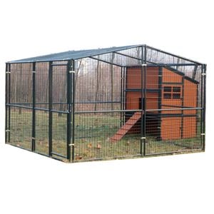 Flyline Guardian Pine Chicken Coop Cage with Walk In Pen Run