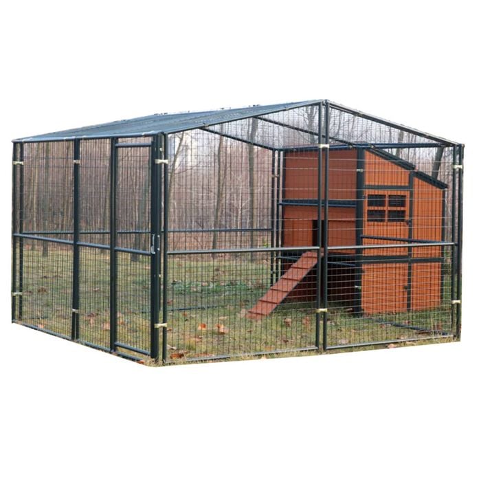 Flyline Guardian Pine Chicken Coop Cage with Walk In Pen Run