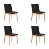Japandi 4pc Set Leather Seat Dining Chair Black