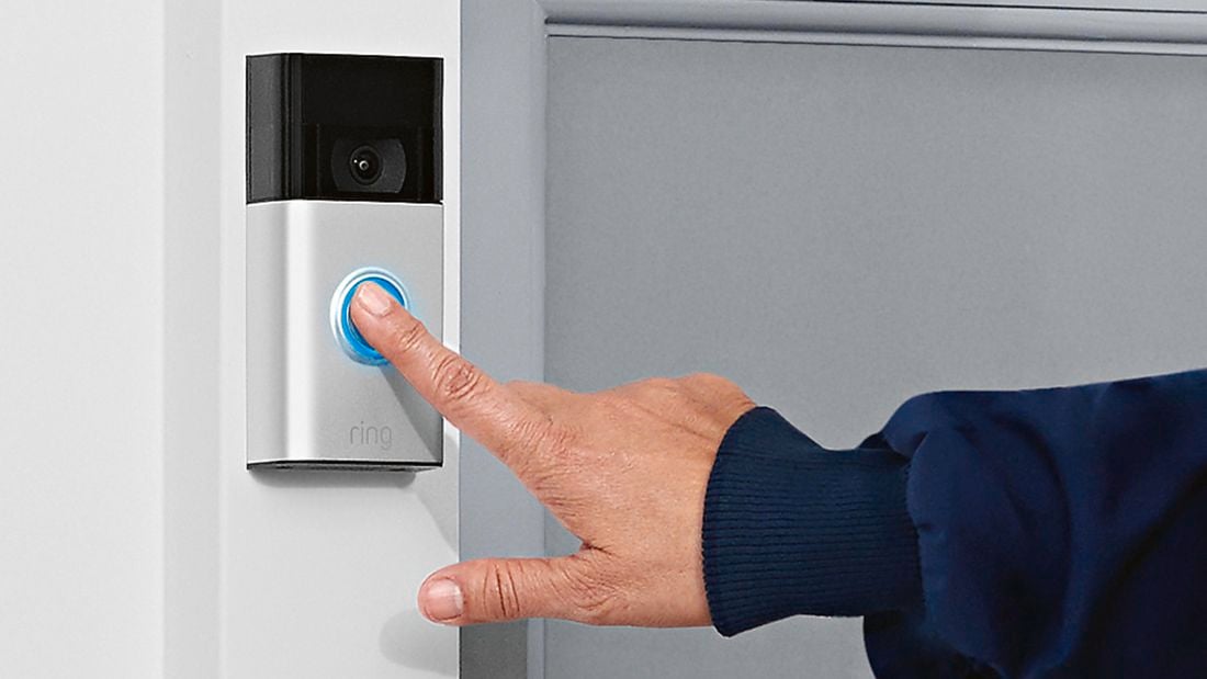 Person ringing the ring security doorbell camera