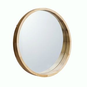 Furb Wooden Wall Mirrors Flat Round Makeup Mirror Bathroom Home Decor 60CM