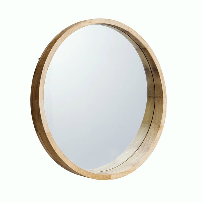 Furb Wooden Wall Mirrors Flat Round Makeup Mirror Bathroom Home Decor 60CM