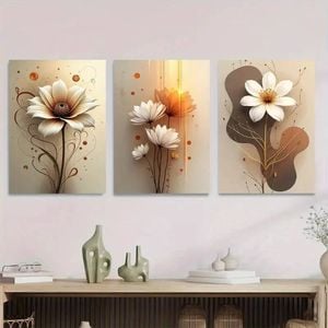 3pcs Vintage Floral Flower Painting Print 100% Australian Made 3 x 40x60cm (Metal Print)