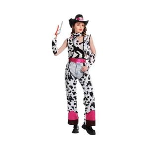 More Than Party Cowgirl Costume Cowprint Design Pink Details Adult Outfit XS/S