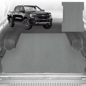 6D Diamond Ute Tub Mat for Ford Ranger Dual Cab 2022-Current (with Factory Plastic Tub Liner) - Grey