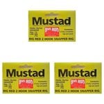 3x Mustad Big Red Snapper Chemically Sharpened X 3 Rig 2 Hook Set Up Size 6/0