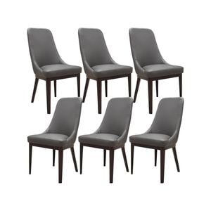 Claire Set of 6 Dining Chair Genuine Leather Solid Rubber Wood Frame Dark Brown