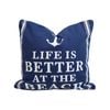 Beach Life 40cm Cushion Pillow Square - Blue/White