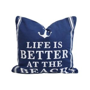 Beach Life 40cm Cushion Pillow Square - Blue/White