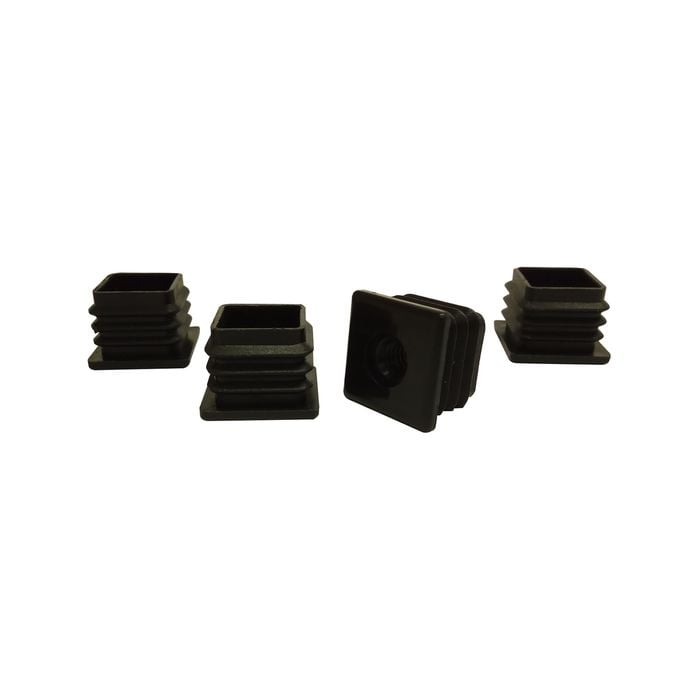 Surface Gard 25mm Black 5/16" Threaded Internal Square Plastic End Closure - 4 Pack