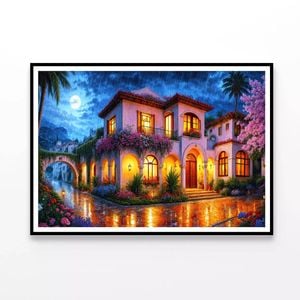 House Surrounded By Flowers  Print 100% Australian Made 90x60cm  (Poster)