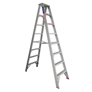 Indalex 2.4m 135kg Industrial Aluminium Tradesmen Double Sided Step Ladder