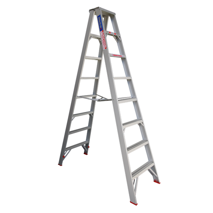 Indalex 2.4m 135kg Industrial Aluminium Tradesmen Double Sided Step Ladder