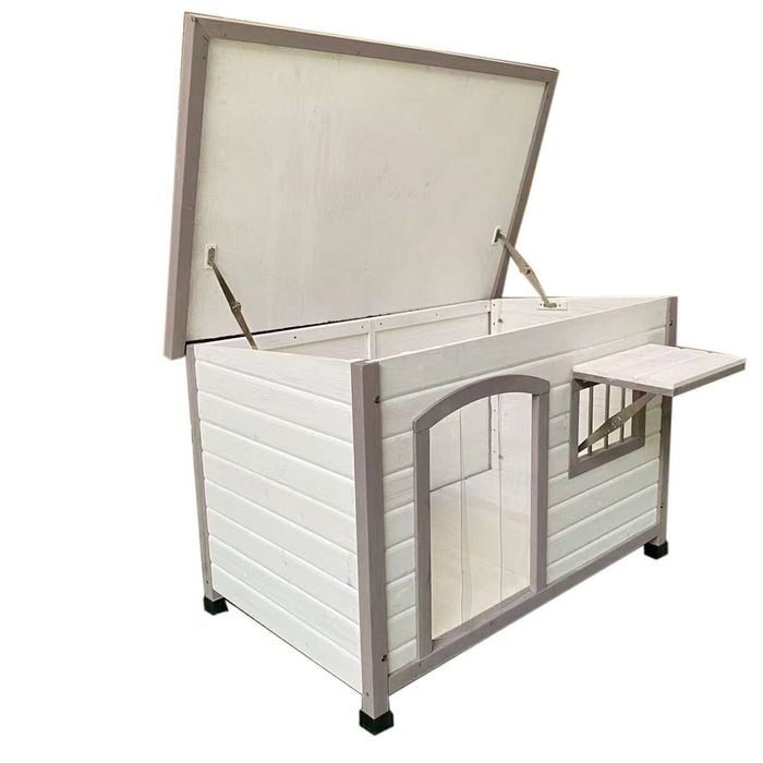 Yes4pets L White Pet Dog Wooden Kennel House Window Puppy Cabin Timber