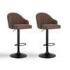 Artiss Bar Stools 2x Gas Lift Leather Shell Brown