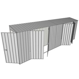 Build-a-Shed 0.8 x 6 x 2m Hinged Door Tunnel Shed with Dual Double Hinged Side Doors - Zinc