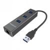 Simplecom Chn410 Black Aluminium 3 Port Usb 3.0 Hub With Gigabit Ethernet Adapter 1000mbps For Pc Mac (ls)