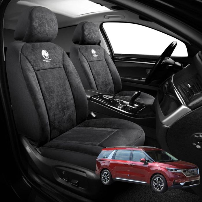 Australian Goose Edition Front Seat Covers for Kia Carnival 2021 - Current (KA4) - Suede, Universal Fit - Black