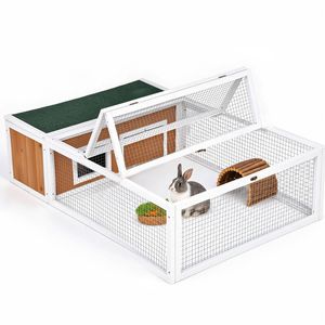 Advwin Rabbit Hutch Wooden Rabbit Cage Chicken Coop Outdoor Pet House