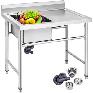 Vevor Handmade Sink Silver Non-magnetic Stainless Steel for Kitchen