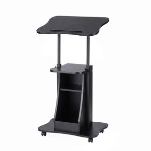 Artiss Mobile Podium Stand with Lockable Wheels Height Adjustable Laptop Desk Black