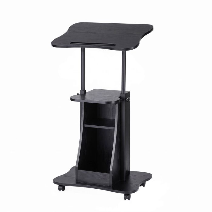 Artiss Mobile Podium Stand with Lockable Wheels Height Adjustable Laptop Desk Black