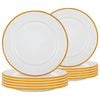 Argon Tableware 25.5cm Enamel Dinner Plates - Yellow Rim - Set Of 12-10inch Large Dish Plates Metal Enamel Tableware Dinner Set