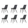Familand Dining Chairs Set of 6 Padded Seat Kitchen Living Room Chair Leather in Black