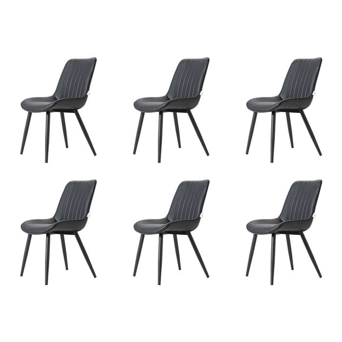 Familand Dining Chairs Set of 6 Padded Seat Kitchen Living Room Chair Leather in Black