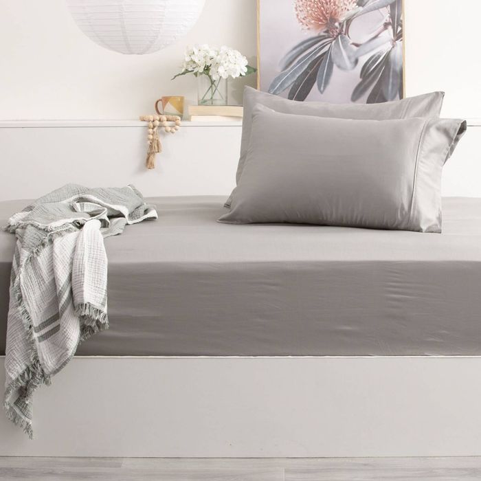 Park Avenue Mega Queen Bed Sheet/Pillowcases Set 500TC Bamboo Cotton Charcoal