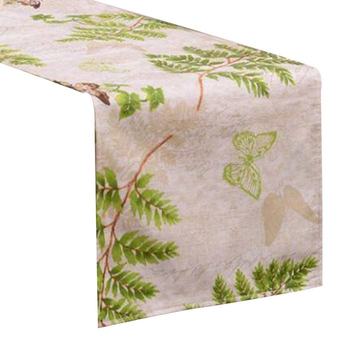 CottonMore 100% Cotton Sateen Dining Table Runner 190x31cm Leaves