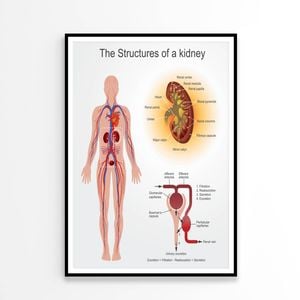 Kidney Structures Stock Illustration  Print 100% Australian Made 90x120cm  (Poster)