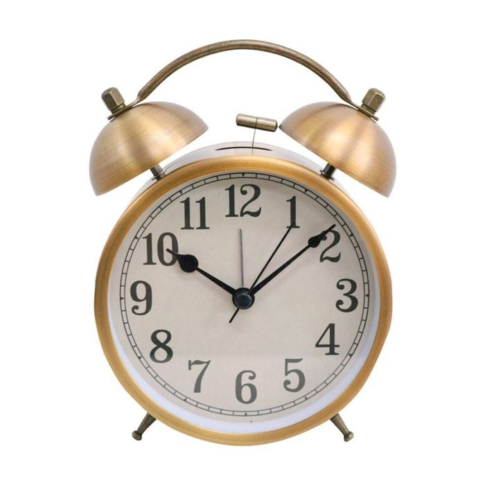 Lvd Cooper Metal Analogue Alarm Clock Bedroom Decor 16cm Black/white/gold