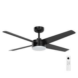 Brilliant 132cm Black Matt Grace 4 Blade DC Ceiling Fan With Remote And LED Light