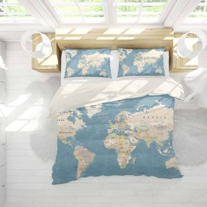 3D Blue World Map Quilt Cover Set Bedding Set Pillowcases 72