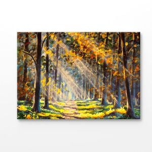 Forest In Autumn Oil Painting Print 100% Australian Made 75x50cm (Stretched Canvas)