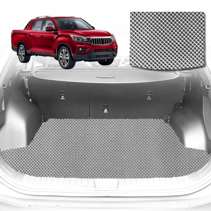 6D Diamond Car Boot Mat for SsangYong Musso Q2002018-Current-Cargo Mat-Grey-Outback GT