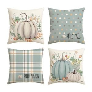 Catzon 4 Pcs Linen Throw Pillow Covers Autumn for Home