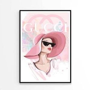 Lady With Pink Hat Fashion Store Art Print 100% Australian Made 60x90cm (Poster)