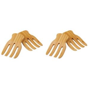 2x 2pc Davis & Waddell Bamboo Salad Hands Set 17x9.5cm Natural