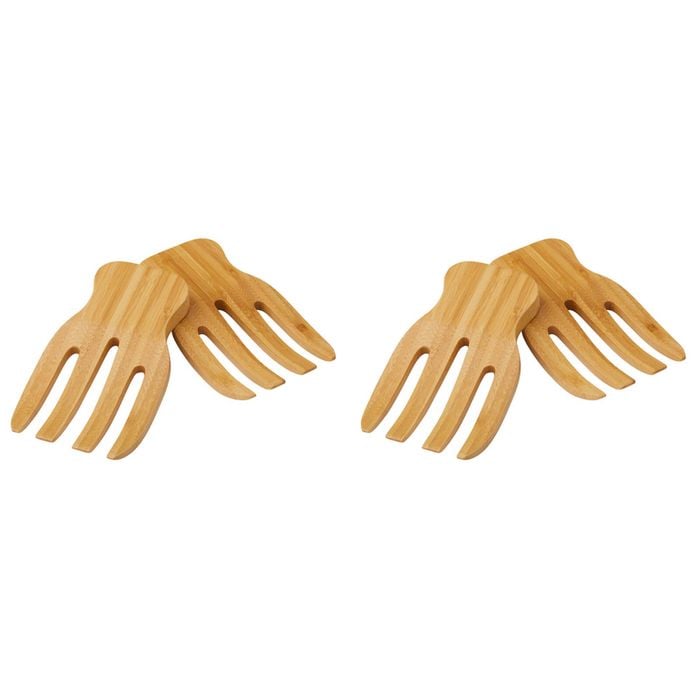 2x 2pc Davis & Waddell Bamboo Salad Hands Set 17x9.5cm Natural