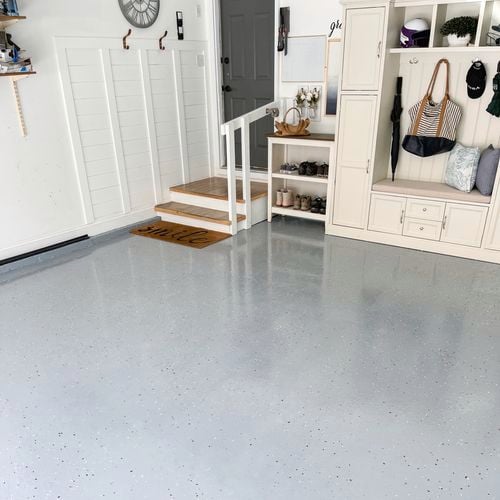 Renewed
  - Epoxyshield Garage Floor Coating in grey gloss.