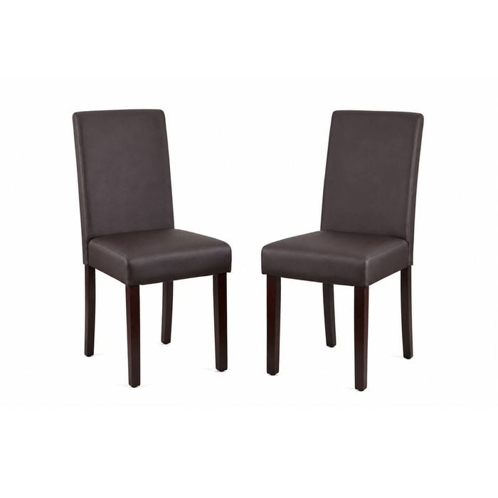 2x Dining Chairs Solid Wooden PU Leather Brown