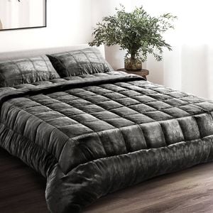 Giselle Bedding Charcoal Faux Mink Quilt Duvet Doona King