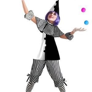 Circus Trickster Womens Plus Size Vintage Circus Clown Costume - Xlarge
