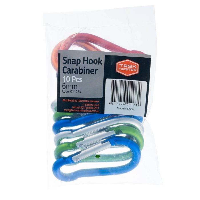 Taskmaster 6mm Snap Hook Carabiner - 10 Pack