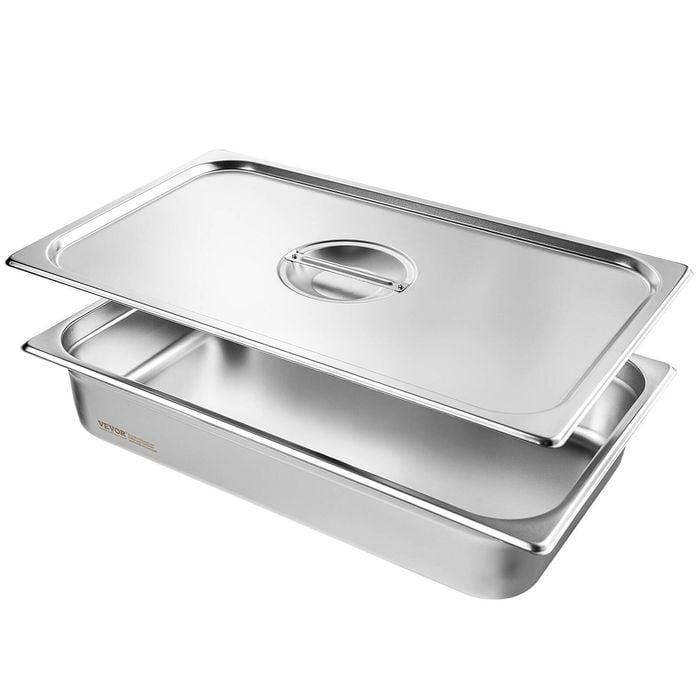 Vevor 4 Pack Hotel Pans Silver Stainless Steel with 0.8mm Thick for Full Size
